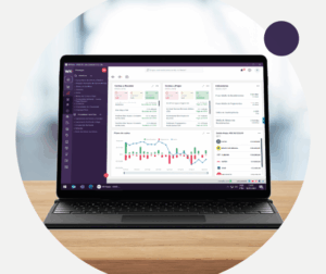 Tela de dashboard com gráficos e dados de performance