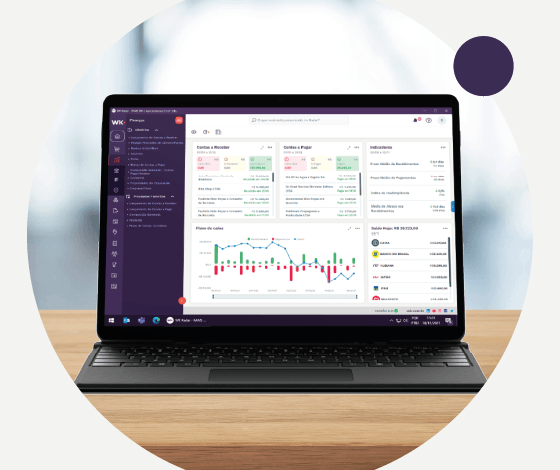Tela de dashboard com gráficos e dados de performance
